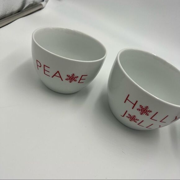 Set of 3 Crate & Barrel Ceramic Small Nesting Bowls. Holiday Nesting Bowls. - Picture 3 of 13